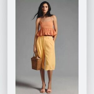 Anthropologie Maeve Ruffled Bubble-Hem Cropped Tank